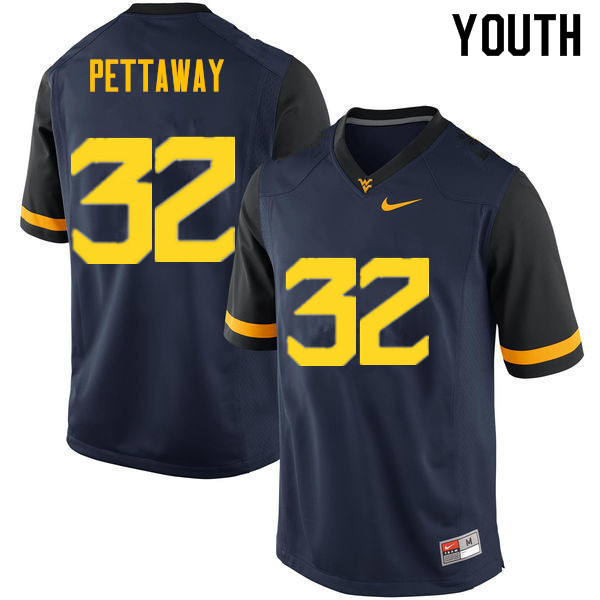 Youth #32 Martell Pettaway West Virginia Mountaineers College Football Jerseys Sale-Navy
